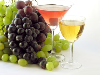 grapes and wine