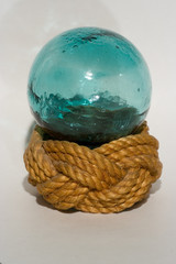 japanese fishing float on a knotted hoop