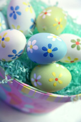 easter eggs and basket