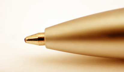 closeup side view of isolated pen on white background