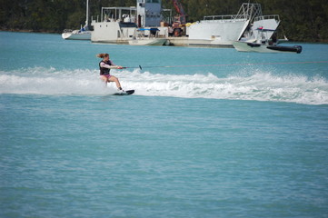 Naklejka premium woman wake boarding