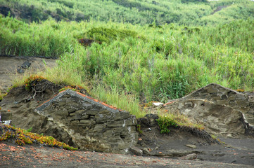 home buried in the ground after tragic volcano in the azores