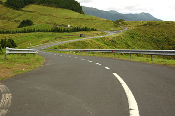 azores island landscape with curvy and windy roads