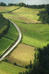 Obraz premium azores island landscape and curvy and windy roads