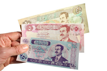paying with iraqi dinars - obrazy, fototapety, plakaty