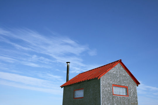little house and the blue sky