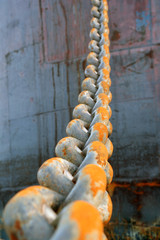 the rusty old ship barge anchor chain