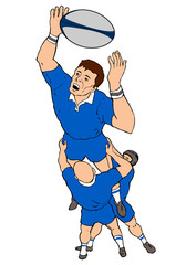 rugby lineout drawing blue
