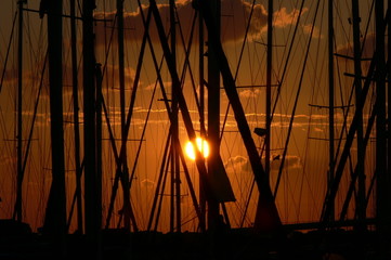 sunset in marina of tel-aviv