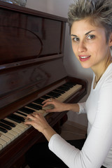woman and piano