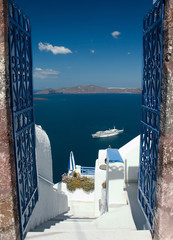 welcome in santorini - obrazy, fototapety, plakaty