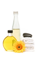 essential oils and spa towels