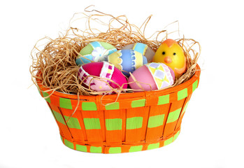 easter eggs in a basket