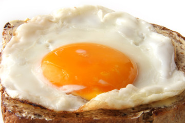 traditional fried egg on buttered toast