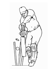 cricket batsman front white