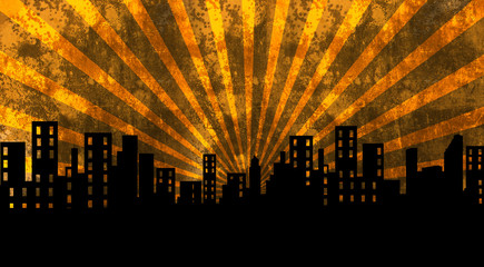 day, illustration, buildings, sun, background