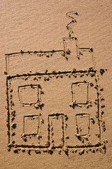 a new house.  a child’s drawing of a house in the