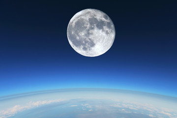 full moon over earth's stratosphere © logoboom