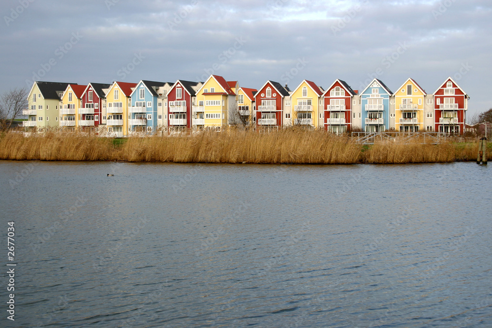 Wall mural colorful houses beside a river 1 (swedish style)