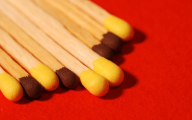 matches on a red background