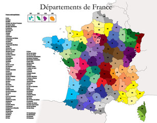 Naklejka premium Francuskie wydziały geograficzne