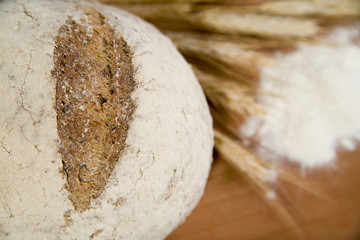 crispy bread with sour and wheat head