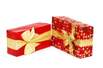 two gift boxes isolated on white background