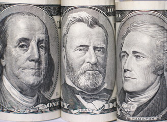 triplet of banknote portraits