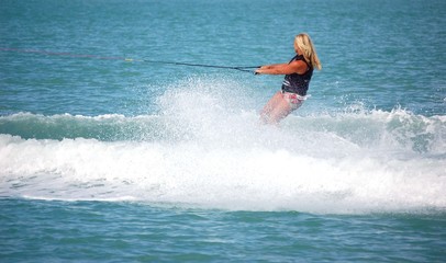blond lady wake boarder