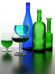 glass in blue and green colours