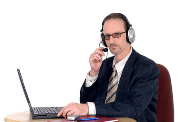 businessman making internet conference call