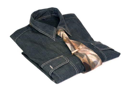 shirt with tie and stickpin