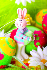easter bunny and painted eggs