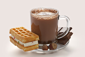 cup of hot chocolate and wafer