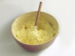 cheese-sweet mass mixed in bowl