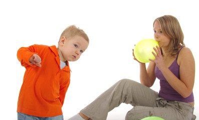 Fototapeta premium little boy with beautiful mom