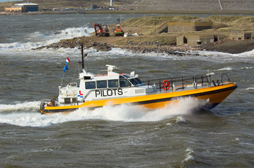 pilot boat in a storm