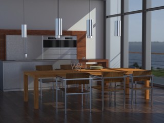 luxury modern kitchen and dining room