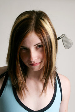 woman with golf club