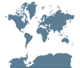 Fototapeta na wymiar map of the world blue squares mozaic