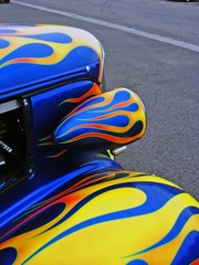 Blue Hotrod with Flames