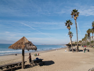 california beach with hut