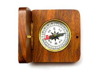 old style wooden compass