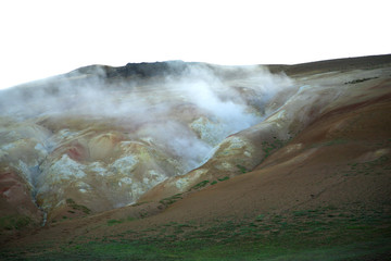 steaming volcanic landscape