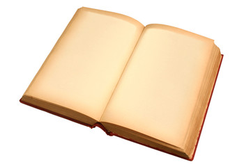 old book with blank yellow stained pages waiting f