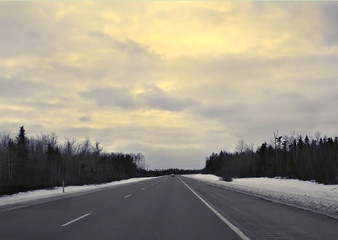 grey day on the highway