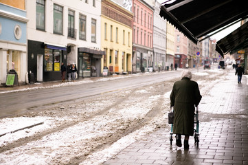 old woman with walker