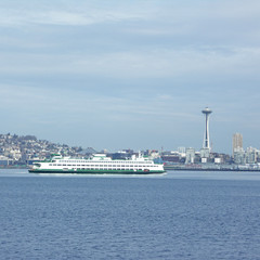 seattle ferry with space needle