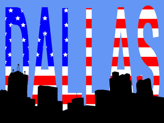 dallas skyline against american flag illustration