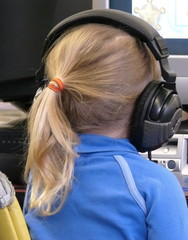 child with big headphones